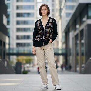 Maje Plaid Cardigan Acrylic Wool 50/50 Blend Preppy Collegiate Women’s S